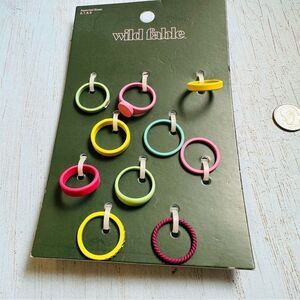 Wild Fable New On Card Rubber Coated Rings Multi Color Sizes 6-9